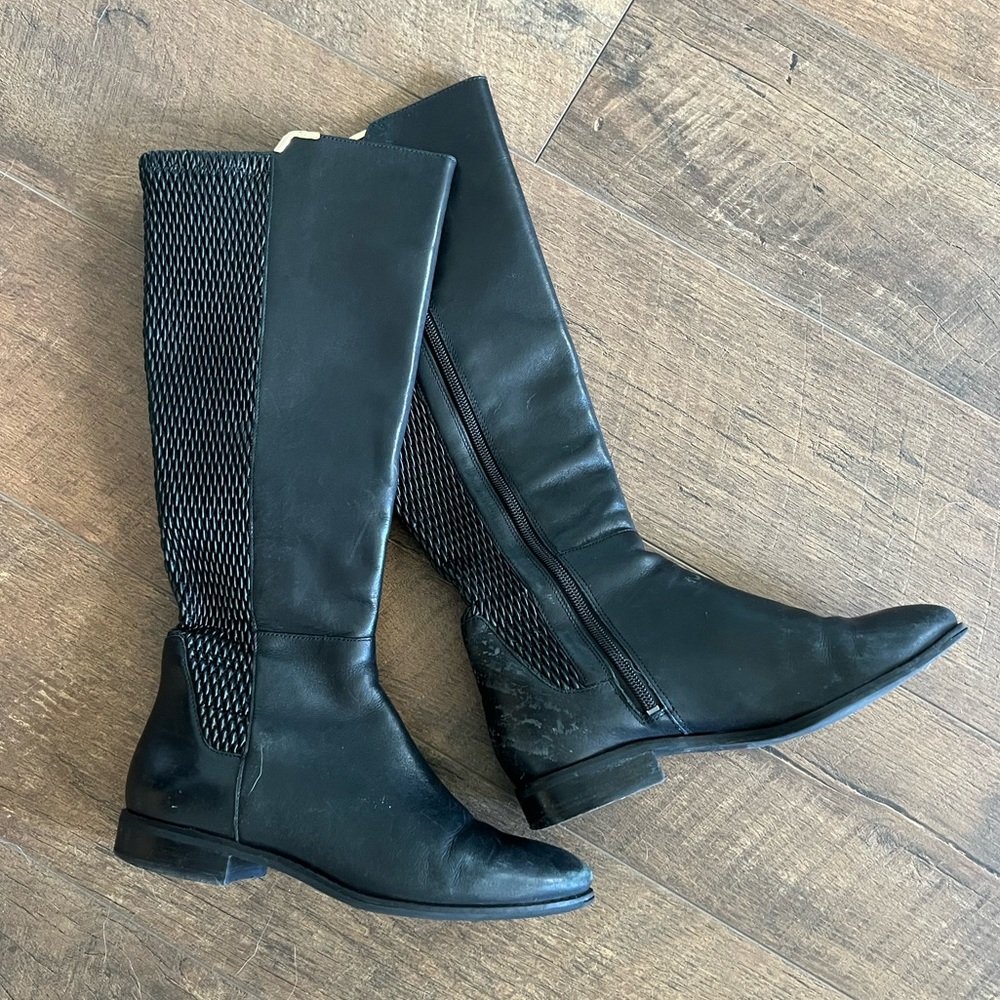 Cole Haan Black Leather Mid-Calf Boots - Size 6.5